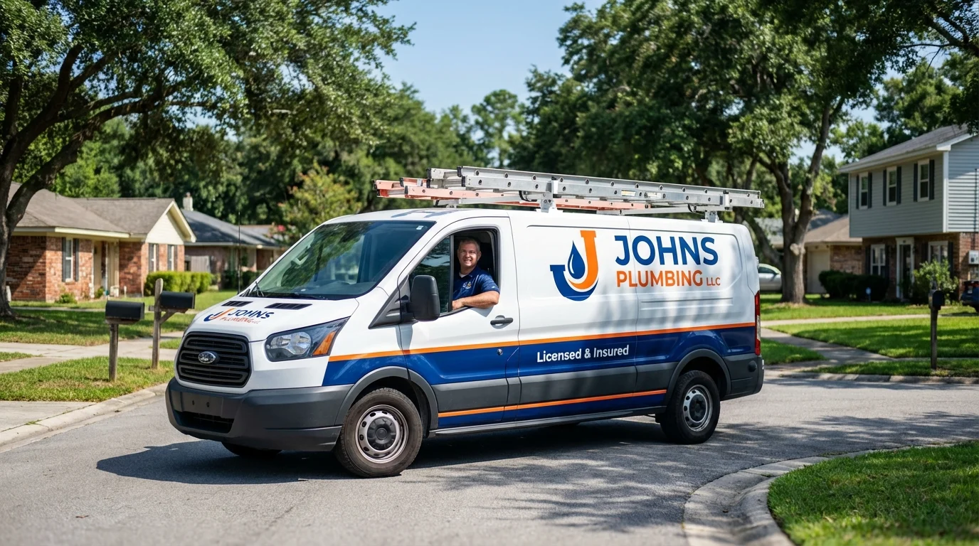 Johns Plumbing LLC service van in Friday Harbor, WA