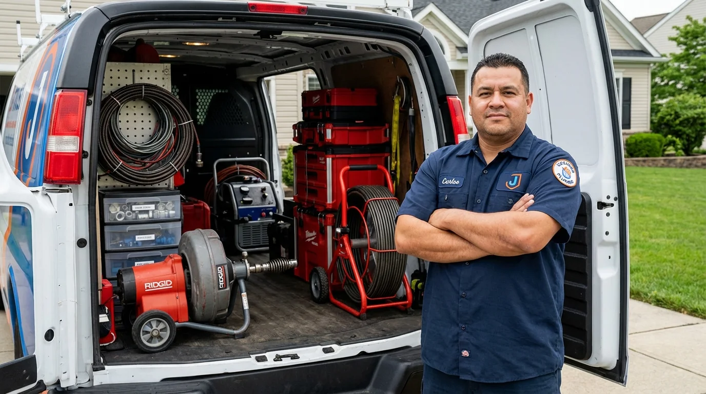 Professional drain cleaning equipment and Johns Plumbing LLC plumber in Friday Harbor