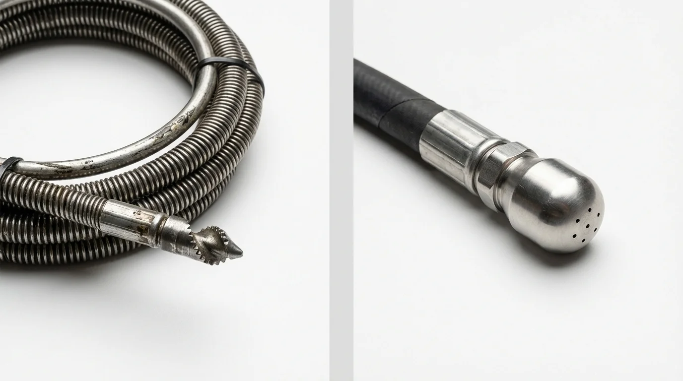 Drain snake cable and hydro jetting nozzle used for drain cleaning in Friday Harbor, WA