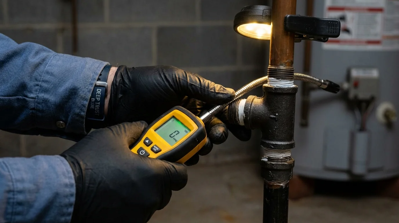 Gas leak detection with electronic sniffer by Johns Plumbing LLC in Friday Harbor